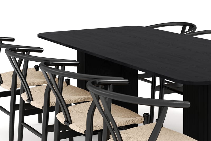 Kopparbo Matgrupp förlängningsbart 200-260 cm med 8 Dastoori Matstol - 2220067-8,2229312-1 - Svart - Möbler - Bord & matgrupper - Matgrupper