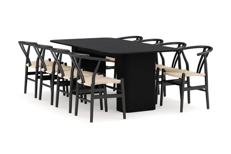 Kopparbo Matgrupp förlängningsbart 200-260 cm med 8 Dastoori Matstol - 2220067-8,2229312-1, Svart