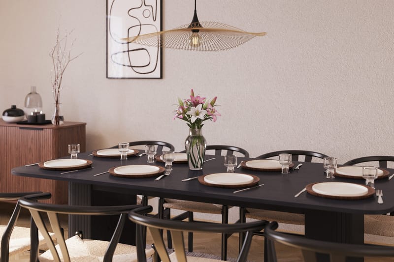 Kopparbo Matgrupp förlängningsbart 200-260 cm med 8 Dastoori Matstol - 2220067-8,2229312-1 - Svart - Möbler - Bord & matgrupper - Matgrupper