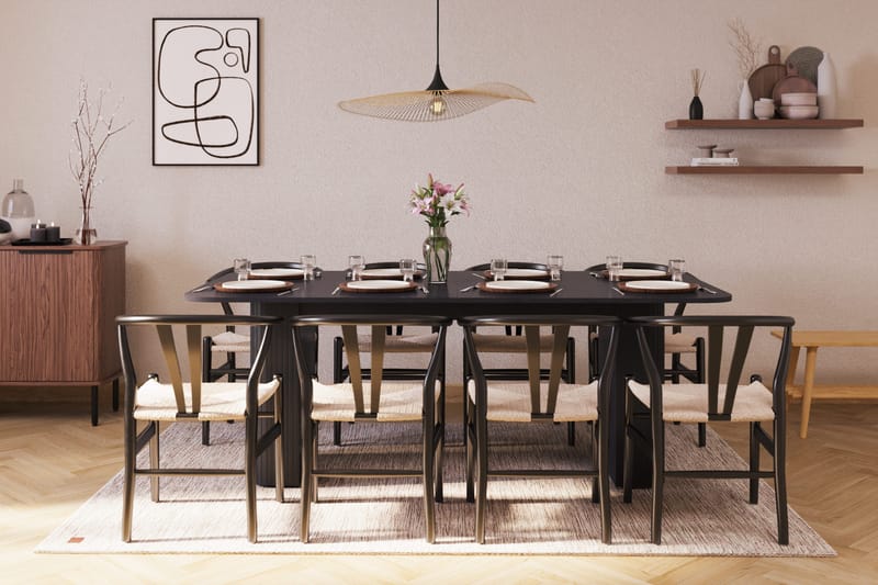 Kopparbo Matgrupp förlängningsbart 200-260 cm med 8 Dastoori Matstol - 2220067-8,2229312-1 - Svart - Möbler - Bord & matgrupper - Matgrupper