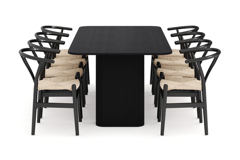 Kopparbo Matgrupp förlängningsbart 200-260 cm med 8 Dastoori Matstol - 2220067-8,2229312-1 - Svart - Möbler - Bord & matgrupper - Matgrupper