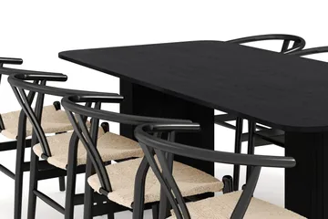 Kopparbo Matgrupp förlängningsbart 200-260 cm med 8 Dastoori Matstol - 2220067-8,2229312-1 - Svartlaserad ek - Möbler - Bord & matgrupper - Matgrupper