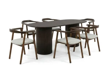 Kopparbo Matgrupp oval 180 cm Rökt Ek med 6 Jolie Matstolar - Rökt ek - Möbler - Bord & matgrupper - Matgrupper