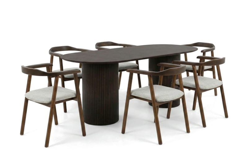 Kopparbo Matgrupp oval 180 cm Rökt Ek med 6 Jolie Matstolar - Rökt ek - Möbler - Bord & matgrupper - Matgrupper