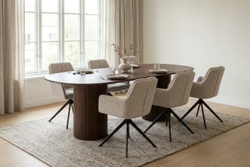 Kopparbo Matgrupp oval 180 cm Valnöt med 6 Torsby Matstolar - Valnöt - Möbler - Bord & matgrupper - Matgrupper