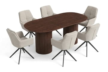 Kopparbo Matgrupp oval 180 cm Valnöt med 6 Torsby Matstolar - Valnöt - Möbler - Bord & matgrupper - Matgrupper
