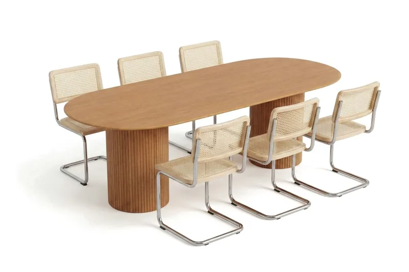 Kopparbo Matgrupp oval 220 cm Ek med 8 Build Matstolar, Ek