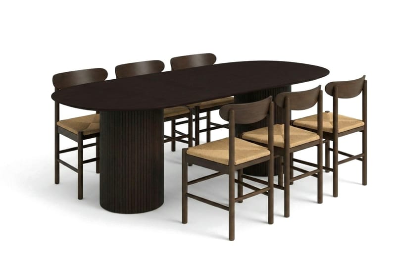Kopparbo Matgrupp oval 220 cm Rökt Ek med 6 Elsie Matstolar, Rökt ek