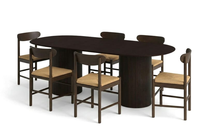 Kopparbo Matgrupp oval 220 cm Rökt Ek med 6 Elsie Matstolar - Rökt ek - Möbler - Bord & matgrupper - Matgrupper
