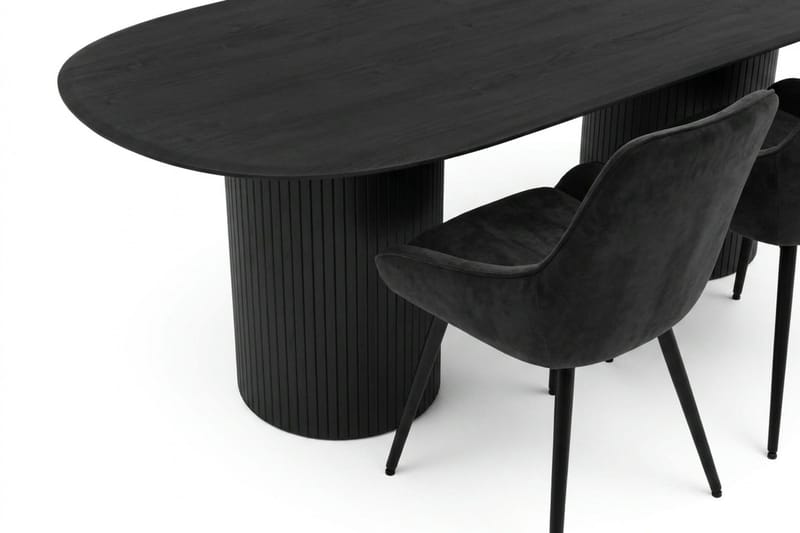 Kopparbo Matgrupp oval 220 cm Svart med 8 Alsarp Matstolar - Svart - Möbler - Bord & matgrupper - Matgrupper