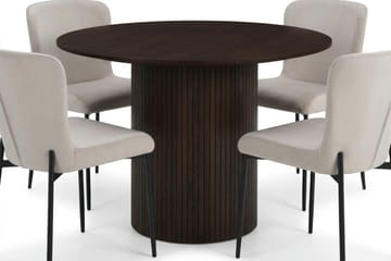 Kopparbo Matgrupp runt 110 cm Rökt Ek med 4 Elsie Matstolar - Rökt ek - Möbler - Bord & matgrupper - Matgrupper