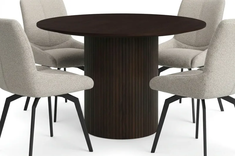 Kopparbo Matgrupp runt 110 cm Rökt Ek med 4 Mora Matstolar - Rökt ek - Möbler - Bord & matgrupper - Matgrupper