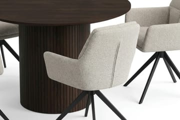 Kopparbo Matgrupp runt 110 cm Rökt Ek med 4 Torsby Matstolar - Rökt ek - Möbler - Bord & matgrupper - Matgrupper