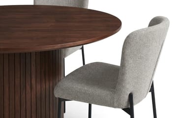 Kopparbo Matgrupp runt 110 cm Valnöt med 4 Elsie Matstolar - Valnöt/Ljusgrå - Möbler - Bord & matgrupper - Matgrupper