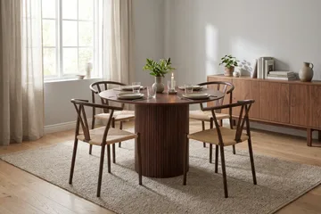 Kopparbo Matgrupp runt 110 cm Valnöt med 4 Elysia Matstolar - Valnöt - Möbler - Bord & matgrupper - Matgrupper