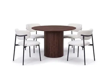 Kopparbo Matgrupp runt 110 cm Valnöt med 4 Lucy Matstolar - Valnöt - Möbler - Bord & matgrupper - Matgrupper