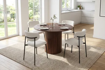Kopparbo Matgrupp runt 110 cm Valnöt med 4 Lucy Matstolar - Valnöt - Möbler - Bord & matgrupper - Matgrupper