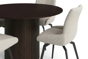 Kopparbo Matgrupp runt 130 cm Rökt Ek med 6 Mora Matstolar - Rökt ek - Möbler - Bord & matgrupper - Matgrupper