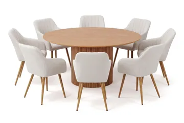 Kopparbo Matgrupp runt 180 cm Ek med 8 Filippa Matstolar - Ek - Möbler - Bord & matgrupper - Matgrupper