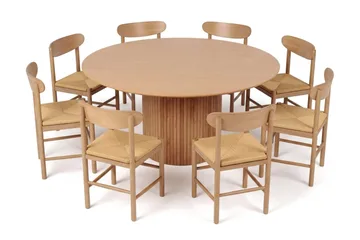 Kopparbo Matgrupp runt 180 cm Ek med 8 Malte Matstolar - Ek - Möbler - Bord & matgrupper - Matgrupper