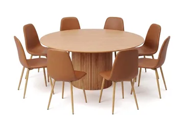 Kopparbo Matgrupp runt 180 cm Ek med 8 Nibe Matstolar - Ek - Möbler - Bord & matgrupper - Matgrupper