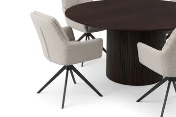 Kopparbo Matgrupp runt 180 cm Rökt Ek med 8 Torsby Matstolar - Rökt ek - Möbler - Bord & matgrupper - Matgrupper