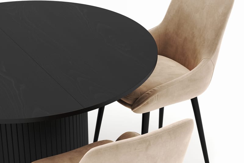 Kopparbo Rund Matgrupp 106-156cm med 4 Alsarp Matstolar - Svart - Möbler - Bord & matgrupper - Matgrupper