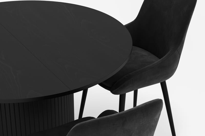 Kopparbo Rund Matgrupp 106-156cm med 4 Alsarp Matstolar - Svart - Möbler - Bord & matgrupper - Matgrupper