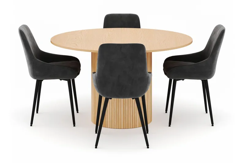 Kopparbo Rund Matgrupp 130-150 cm 4 Alsarp Matstolar - Natural - Möbler - Bord & matgrupper - Matgrupper