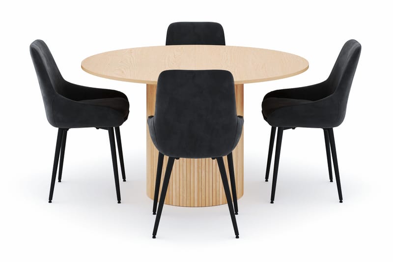 Kopparbo Rund Matgrupp 130-150 cm 4 Alsarp Matstolar - Natural - Möbler - Bord & matgrupper - Matgrupper