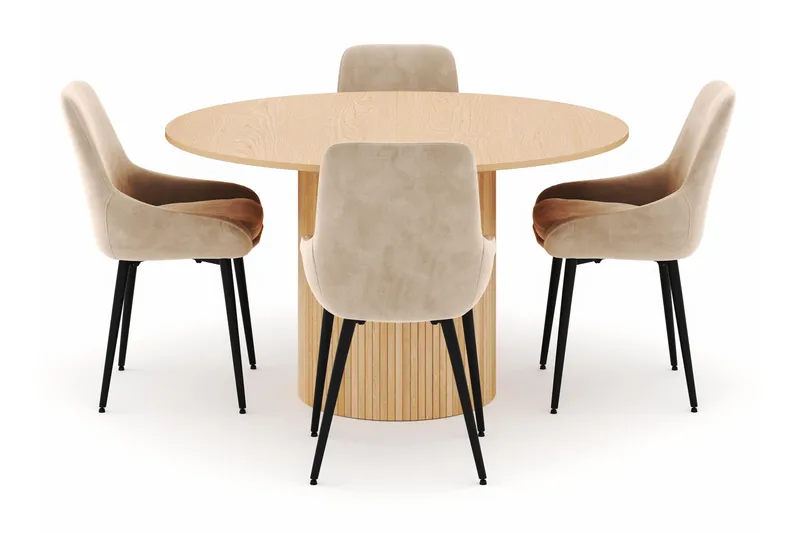 Kopparbo Rund Matgrupp 130-150 cm 4 Alsarp Matstolar - Natural - Möbler - Bord & matgrupper - Matgrupper