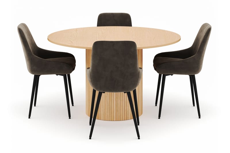 Kopparbo Rund Matgrupp 130-150 cm 4 Alsarp Matstolar - Natural - Möbler - Bord & matgrupper - Matgrupper