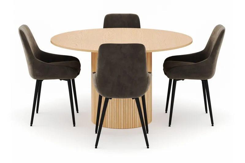 Kopparbo Rund Matgrupp 130-150 cm 4 Alsarp Matstolar - Natural - Möbler - Bord & matgrupper - Matgrupper