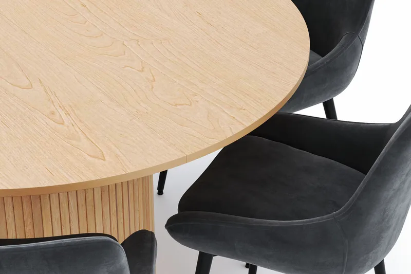 Kopparbo Rund Matgrupp 130-150 cm 6 Alsarp Matstolar - Natural - Möbler - Bord & matgrupper - Matgrupper