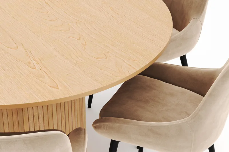 Kopparbo Rund Matgrupp 130-150 cm 6 Alsarp Matstolar - Natural - Möbler - Bord & matgrupper - Matgrupper