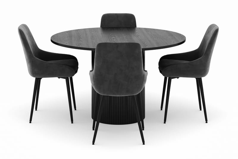 Kopparbo Rund Matgrupp 130 cm 4 Alsarp Matstolar - Svart - Möbler - Bord & matgrupper - Matgrupper