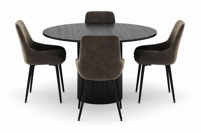 Kopparbo Rund Matgrupp 130 cm 4 Alsarp Matstolar - Svart - Möbler - Bord & matgrupper - Matgrupper