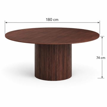 Kopparbo Rund Matgrupp 180 cm – Matbord med 8 Nala Matstolar i Trä med Valnötsutseende - Brun|Beige - Möbler - Bord & matgrupper - Matgrupper
