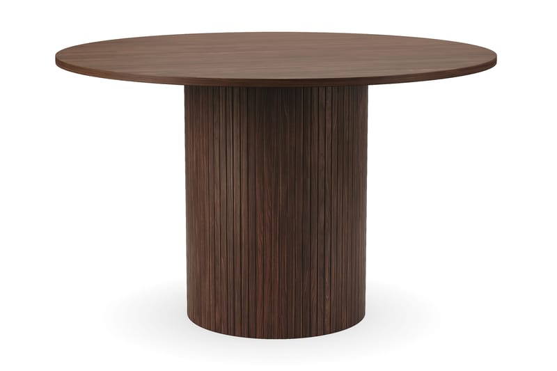 Kopparbo Runt Matbord 120 cm för 6 personer med 4 Winston Matstolar - Mörkbrun / Beige / Metallben Svart - Möbler - Bord & matgrupper - Matgrupper