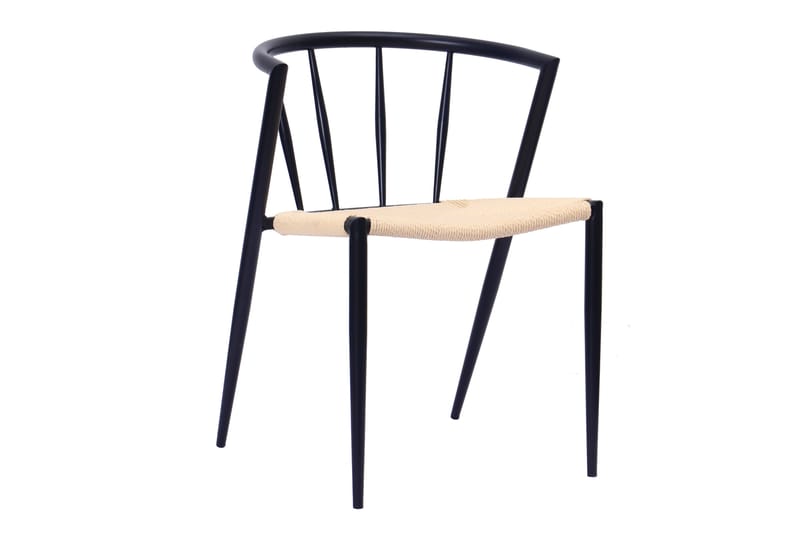Kopparbo Runt Matbord 120 cm för 6 personer med 4 Winston Matstolar - Mörkbrun / Beige / Metallben Svart - Möbler - Bord & matgrupper - Matgrupper
