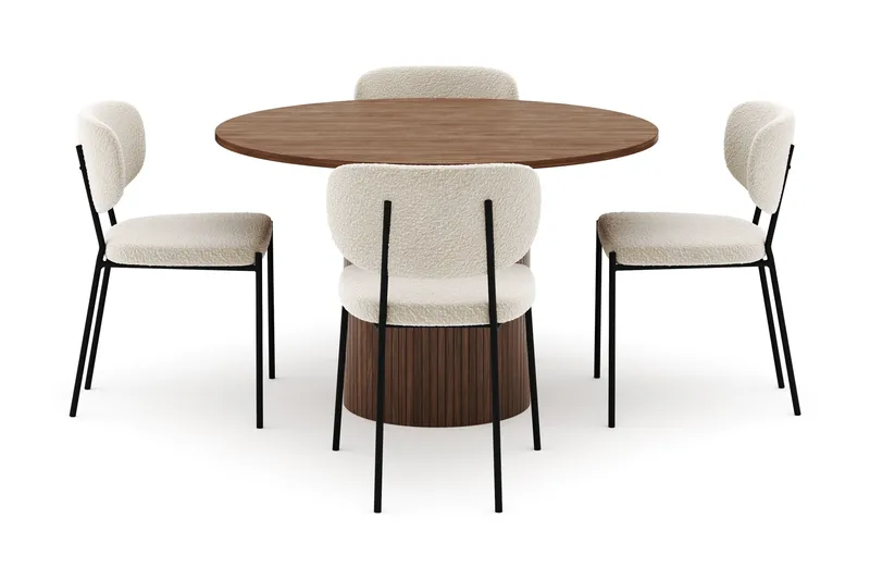 Kopparbo Runt Matbord 120 cm med 4 Gemmiano Stolar - Mörkbrun - Möbler - Bord & matgrupper - Matgrupper