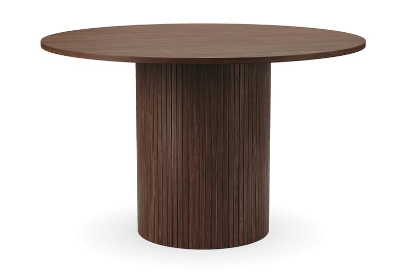 Kopparbo Runt Matbord 120 cm med 4 Lucy Matstolar - Mörkbrun / Vit Bouclé / Metallben Svart - Möbler - Bord & matgrupper - Matgrupper