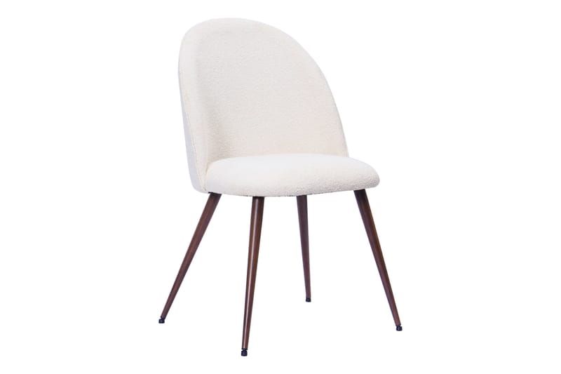 Kopparbo Runt Matbord 120 cm med 4 Nibe Plus Matstolar - Mörkbrun / Vit Bouclé / Metallben Valnöt - Möbler - Bord & matgrupper - Matgrupper