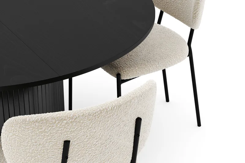 Kopparbo Runt Matbord 130 cm Förlängningsbart med 4 Gemmiano Stolar - Svart - Möbler - Bord & matgrupper - Matgrupper