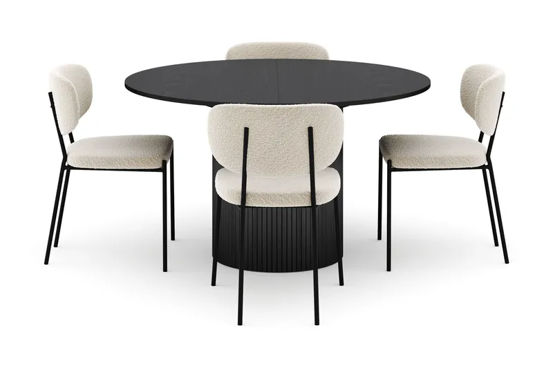 Kopparbo Runt Matbord 130 cm Förlängningsbart med 4 Gemmiano Stolar - Svart - Möbler - Bord & matgrupper - Matgrupper