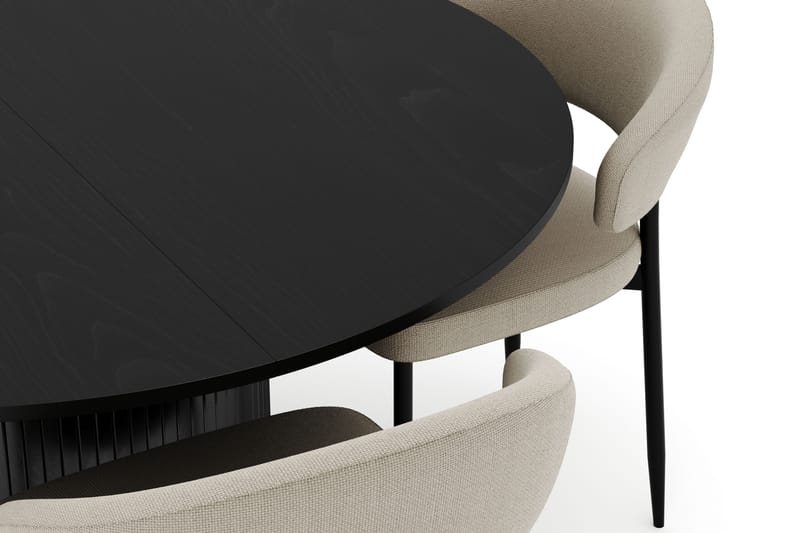 Kopparbo Runt Matbord 130 cm Förlängningsbart med 4 Sawako Stolar - Svart - Möbler - Bord & matgrupper - Matgrupper