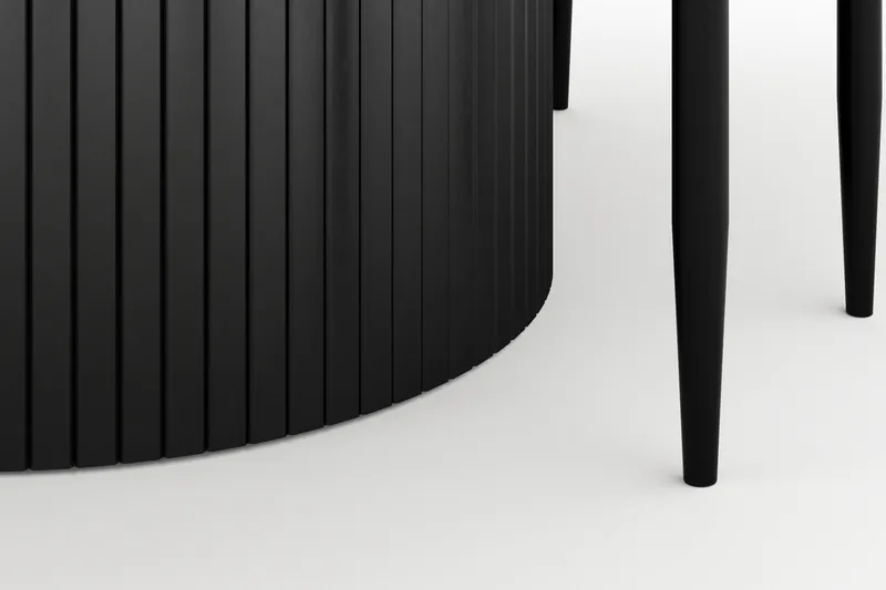 Kopparbo Runt Matbord 130 cm Förlängningsbart med 4 Sawako Stolar - Svart - Möbler - Bord & matgrupper - Matgrupper