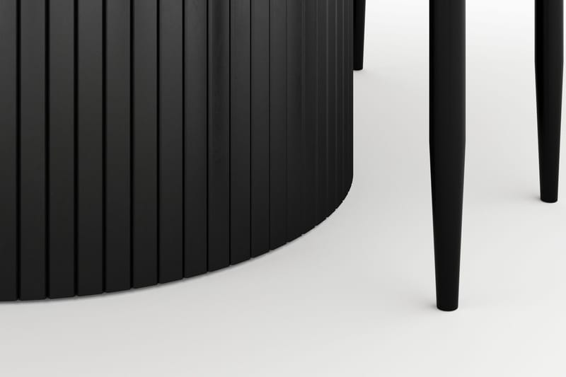 Kopparbo Runt Matbord 130 cm Förlängningsbart med 4 Sawako Stolar - Svart - Möbler - Bord & matgrupper - Matgrupper