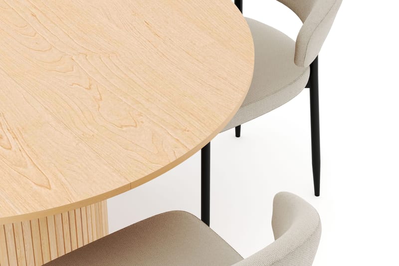 Kopparbo Runt Matbord 130 cm Förlängningsbart med 4 Sawako Stolar - Vit - Möbler - Bord & matgrupper - Matgrupper