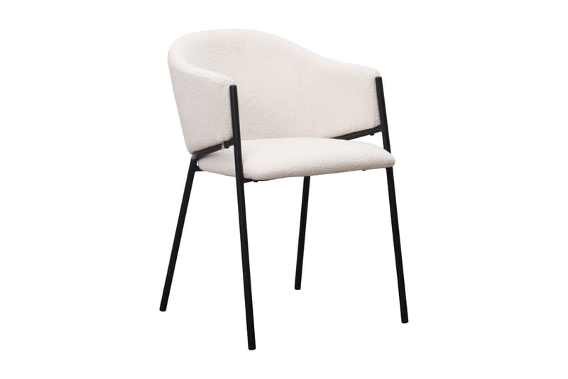 Kopparbo Runt Matbord 130 cm med 4 Filip Matstolar - Svart trä / Vit Bouclé - Möbler - Bord & matgrupper - Matgrupper